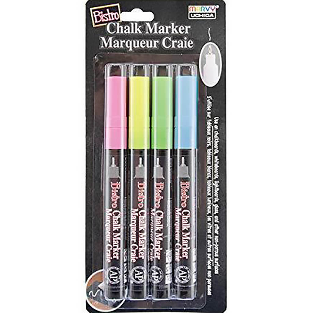 Bistro Chalk Marker Extra Fine Point Set of 4 Fluorescents