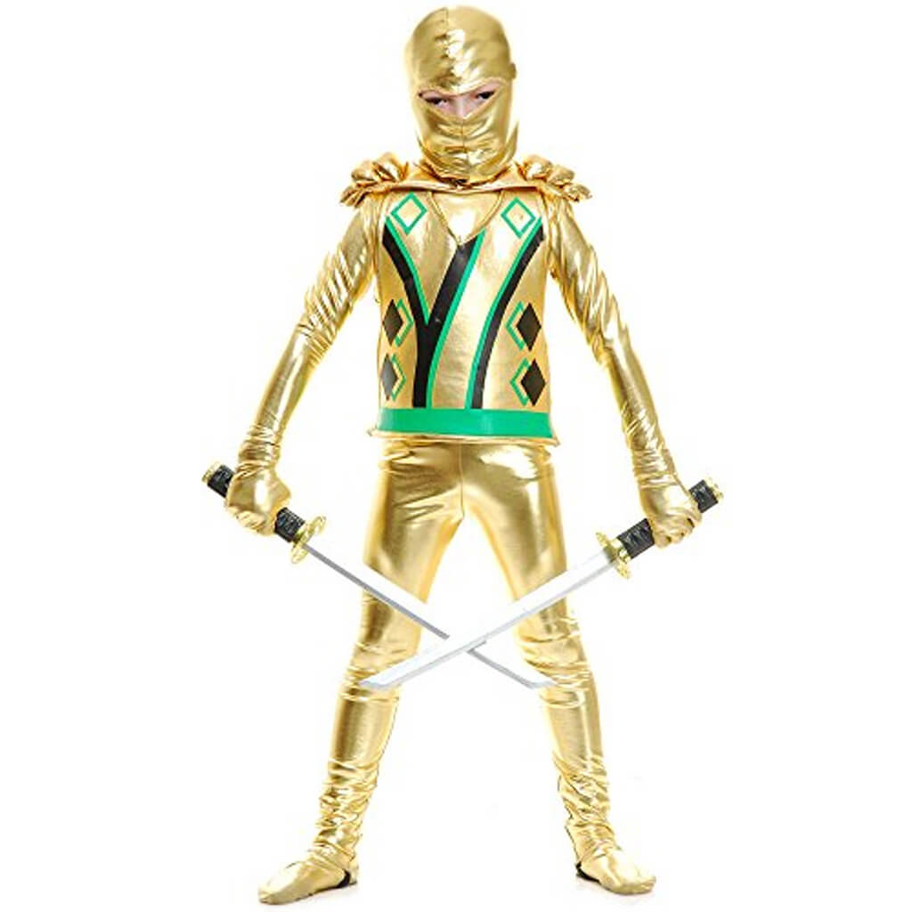 Golden Ninja With Armor Child Costume Medium 8 To 10