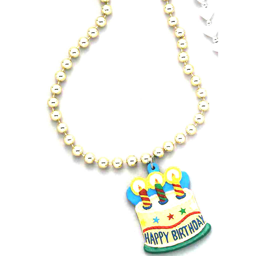 Happy Birthday Metallic Gold Beads, 36in