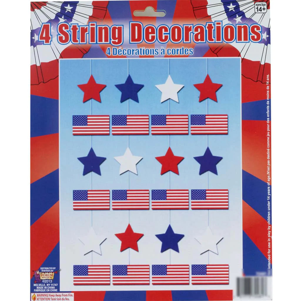 Patriotic String Decoration, 4pc