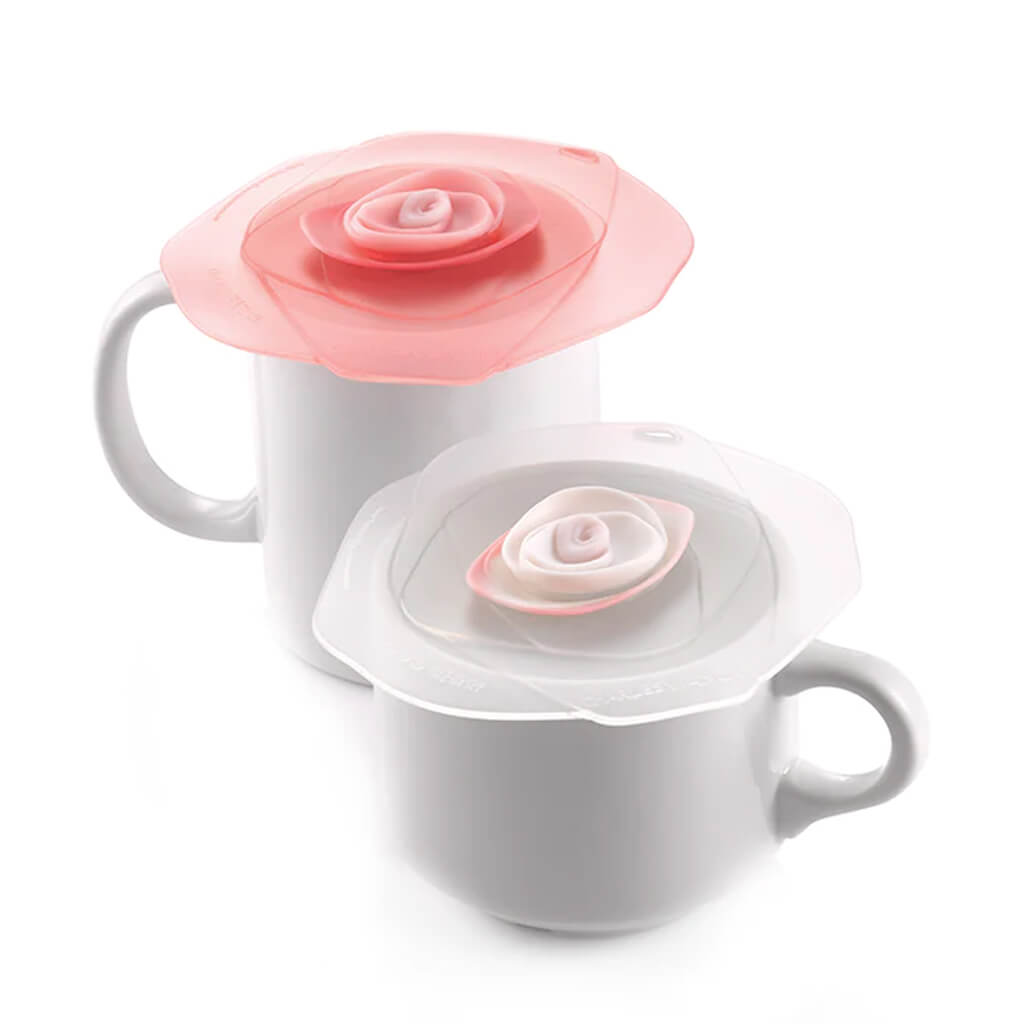 Rose Drink Cover Set of 2 Pink / White