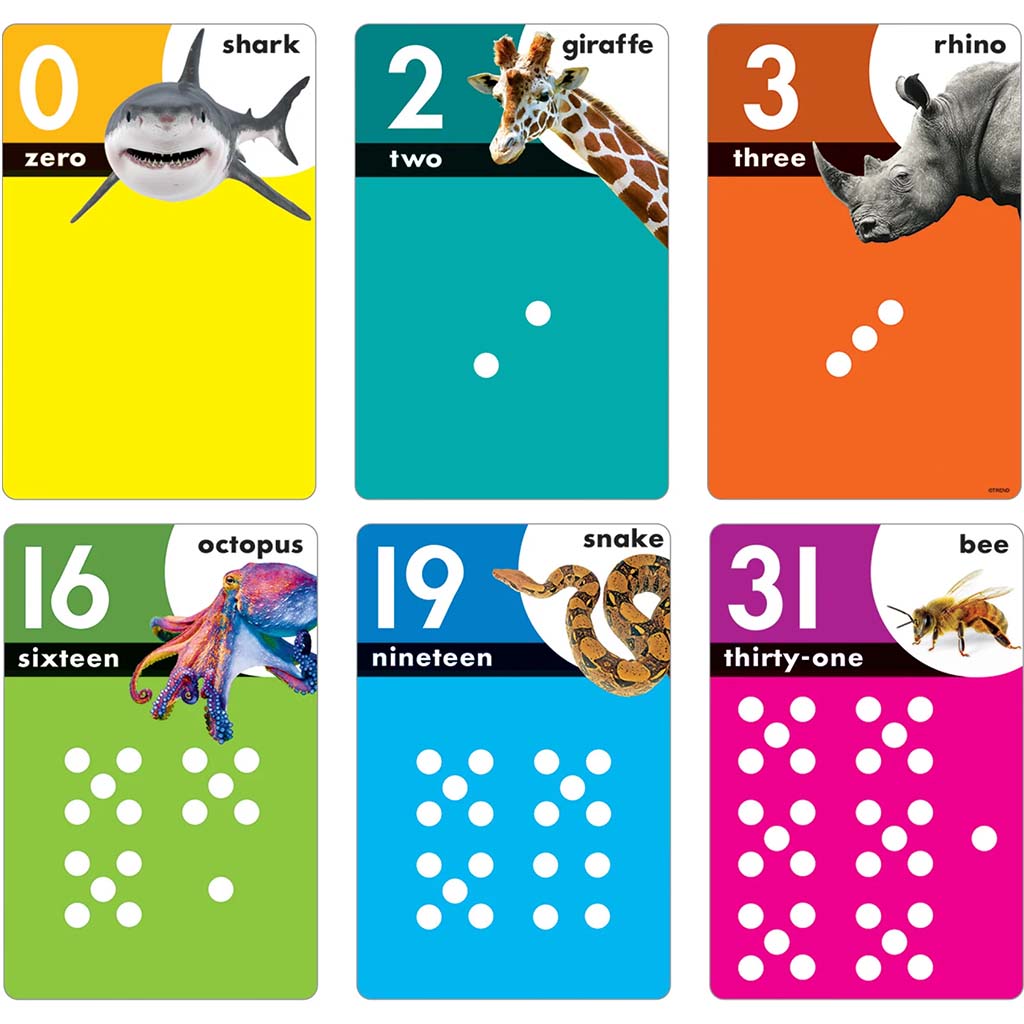 Animals Count 0-31 Learning Set with Numbered Counting Cards