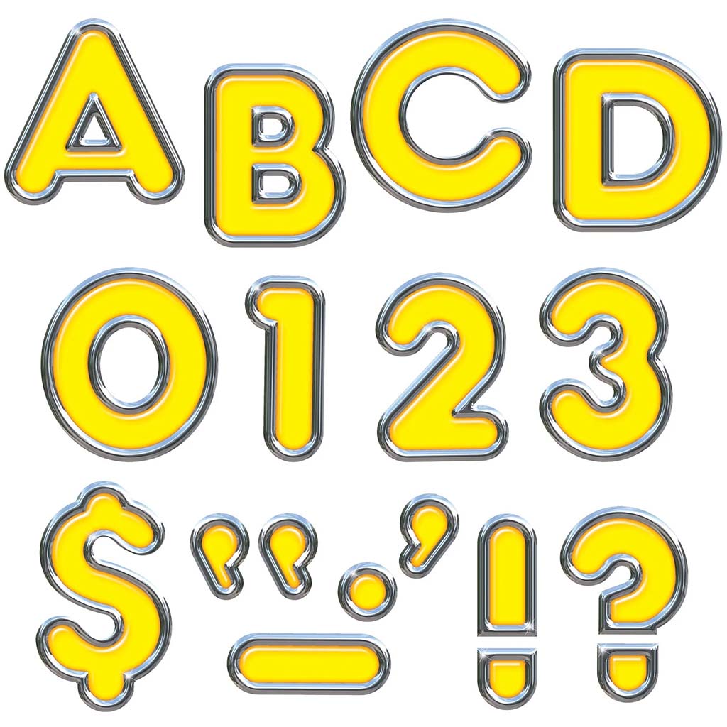 Yellow 4-Inch Colorful Chrome Uppercase Ready Letters