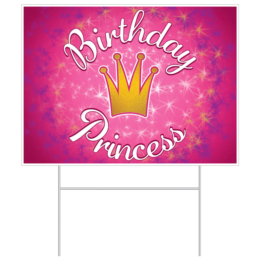 Plastic Birthday Princess Yard Sign