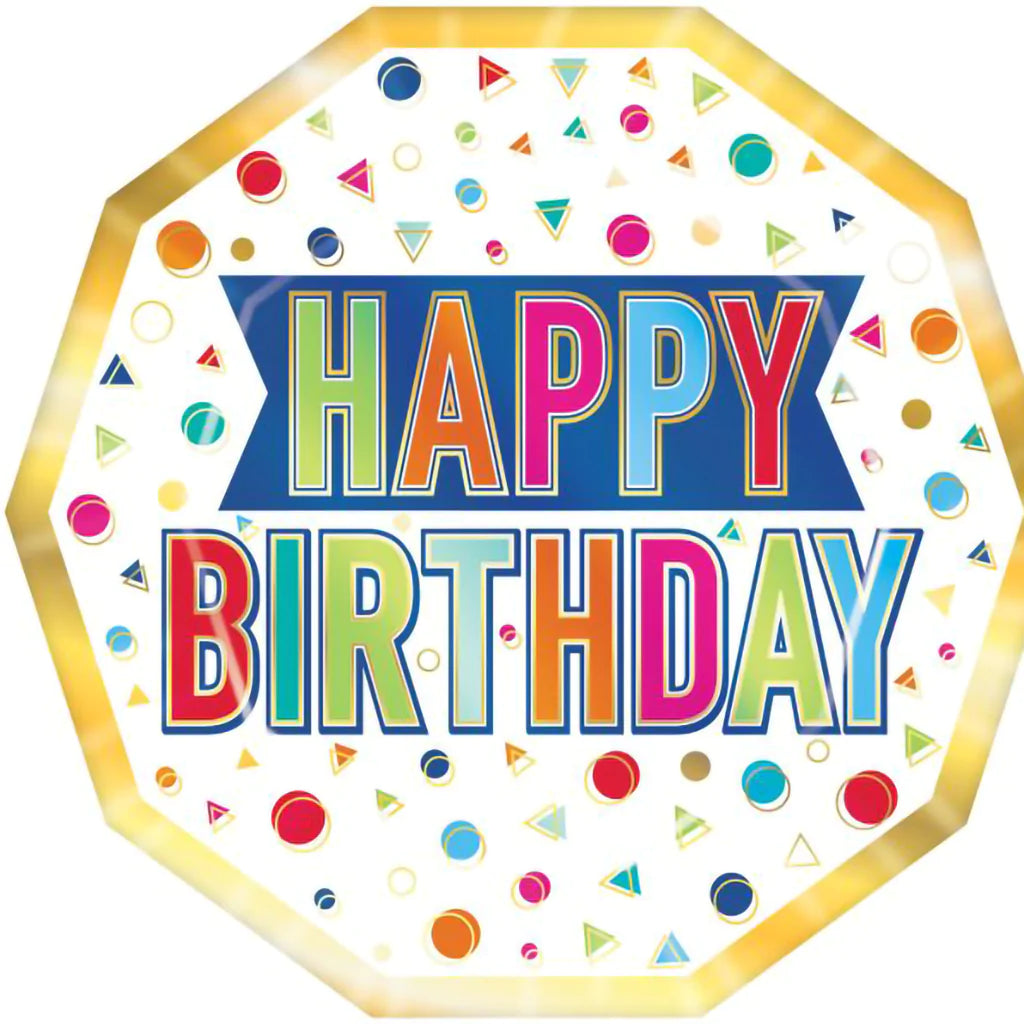 Happy Birthday Decagon Plates, 9in