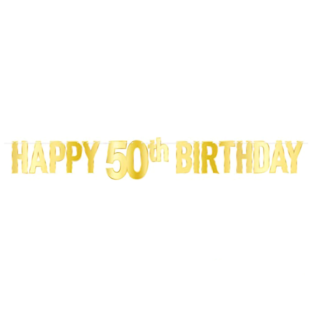 Foil Happy &quot;50th&quot; Birthday Streamer, 7.75in x 5ft