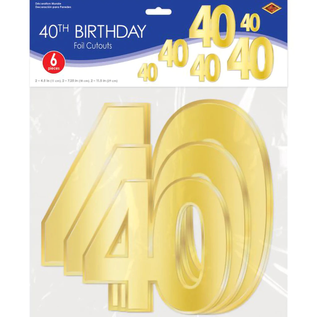 Foil "40" Birthday Cutouts