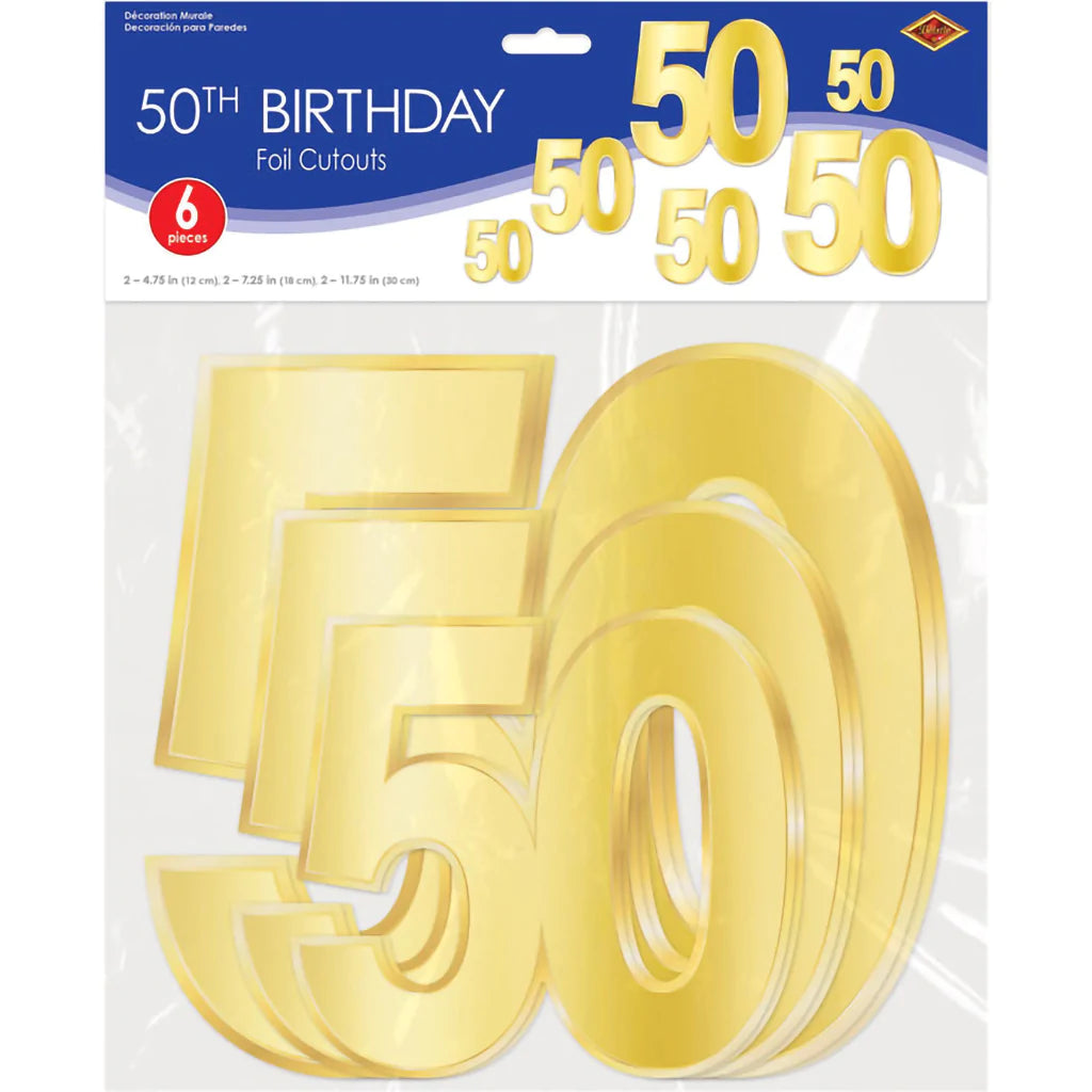 Foil "50" Birthday Cutouts