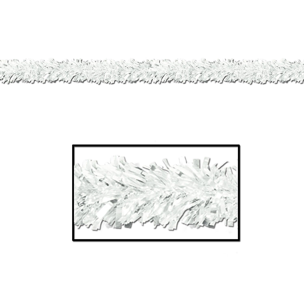 6-Ply Metallic Festooning Garland White, 4in x 15ft