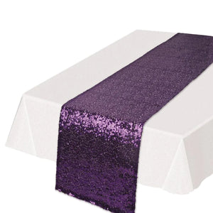 Sequined Table Runner Silver, 11in x 6ft-3in