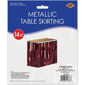 Metallic Table Skirting Turquoise, 30in x 14ft