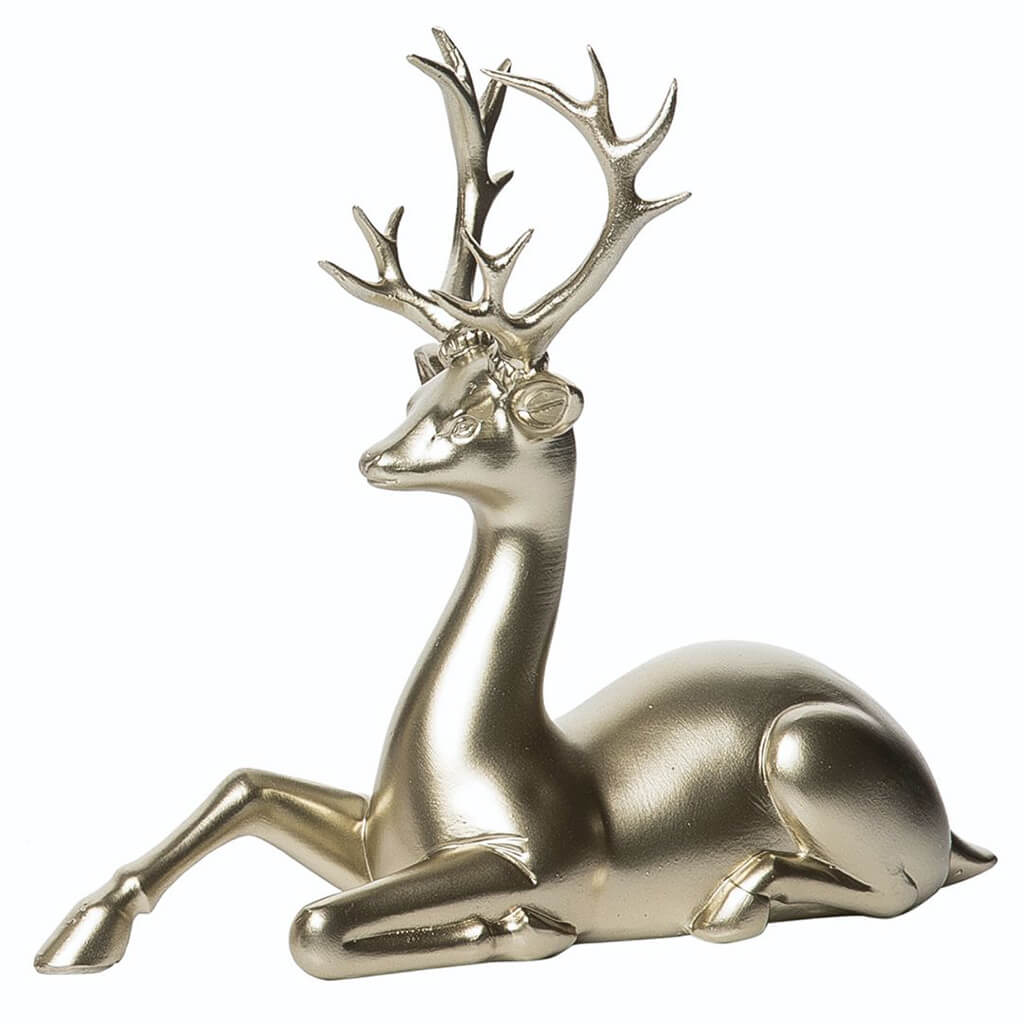 Resin Golden Sitting Reindeer Decor