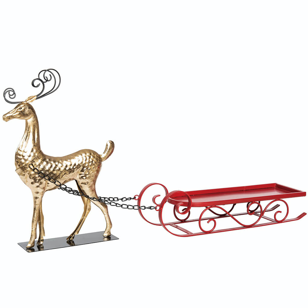 Metal Reindeer &amp; Sled Decor