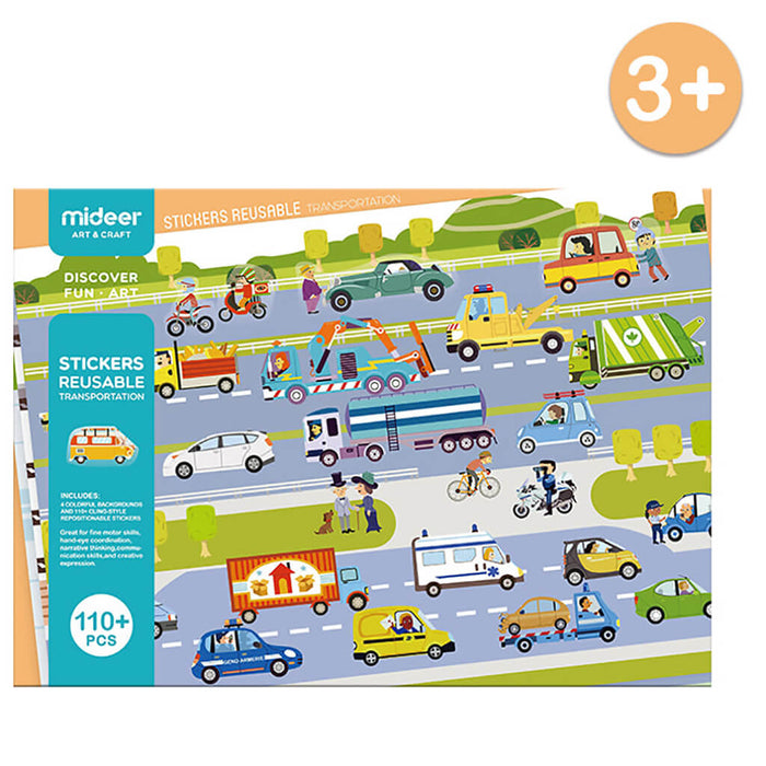 Mideer Reusable Sticker, Transportation