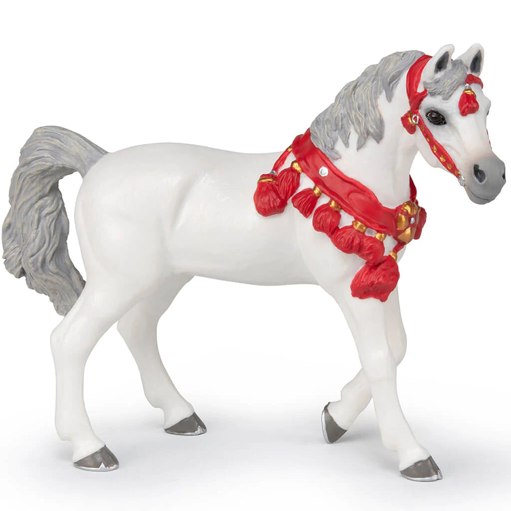 Papo White Arabian Horse In Parade Dress