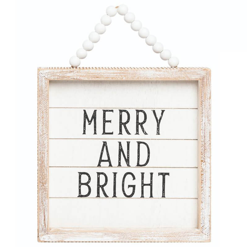 Wood Hanging Slat Decor Merry and Bright