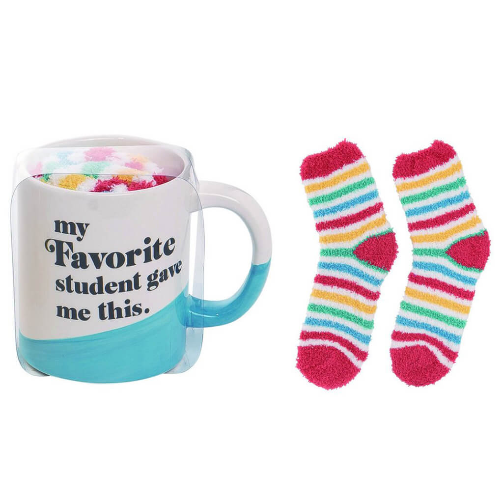 Dolomite Mug with Socks Teacher Gift Green