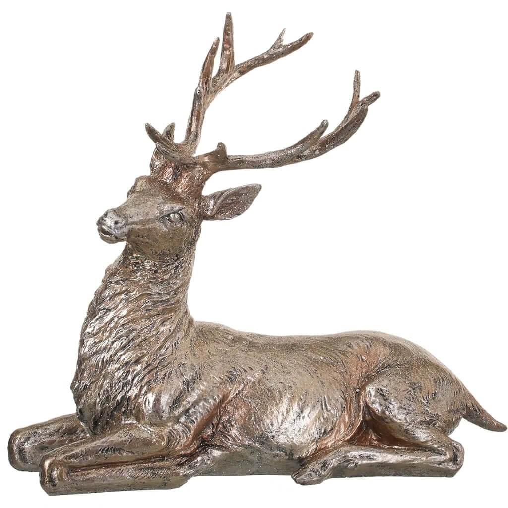 Resin Glitter Laying Deer, 14in