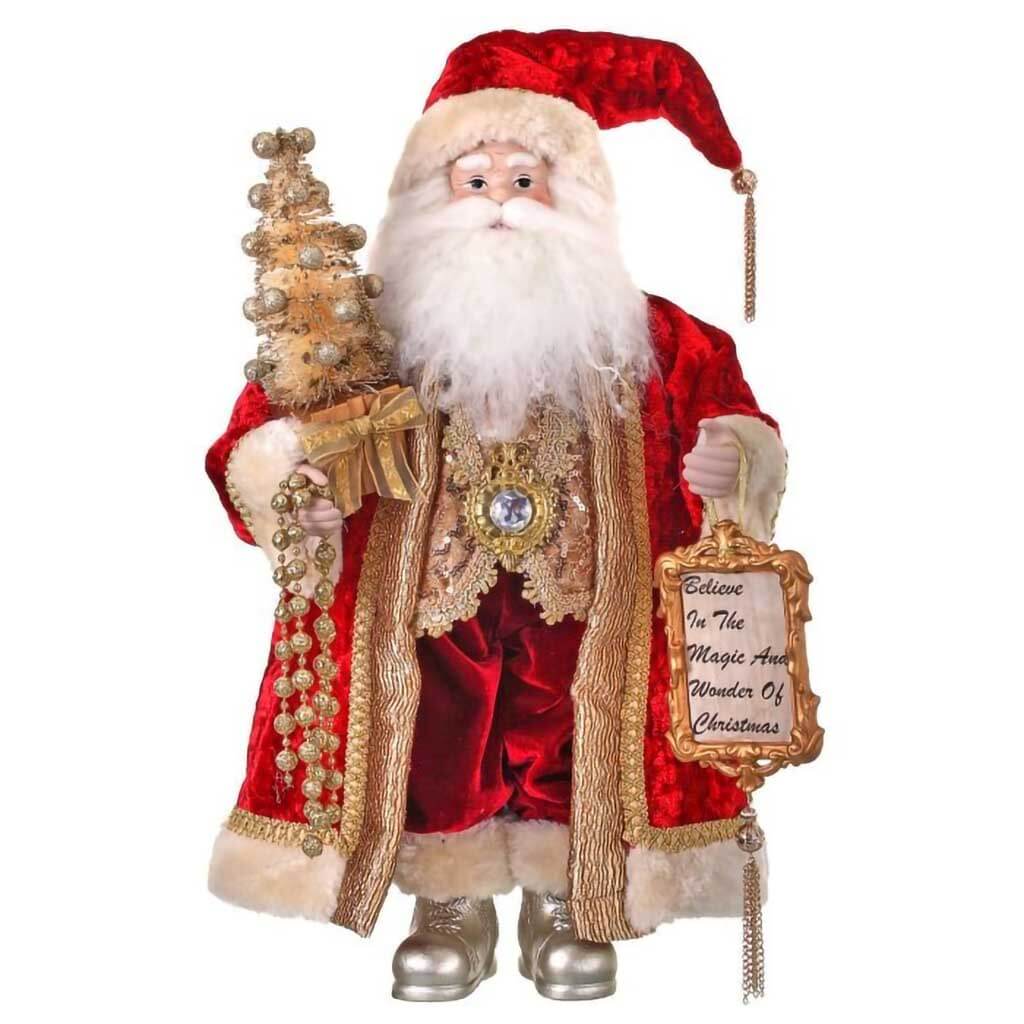 Elegant Vintage Santa with Plaque, 21in