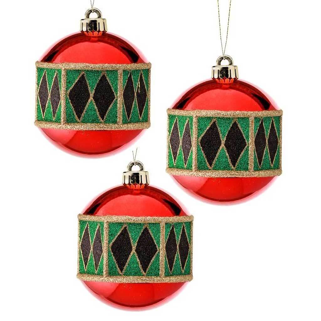 Vp Harlequin Ball Ornament Box of 3, 120mm