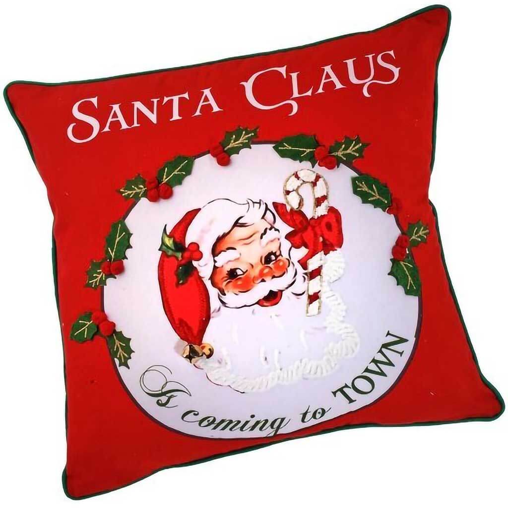 Fabric Santa Claus Coming Pillow, 18in x 18in