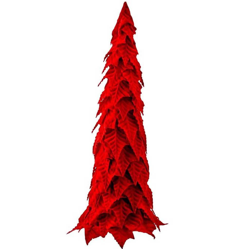 Velvet Poinsettia Leaf Cone Tree, 27in