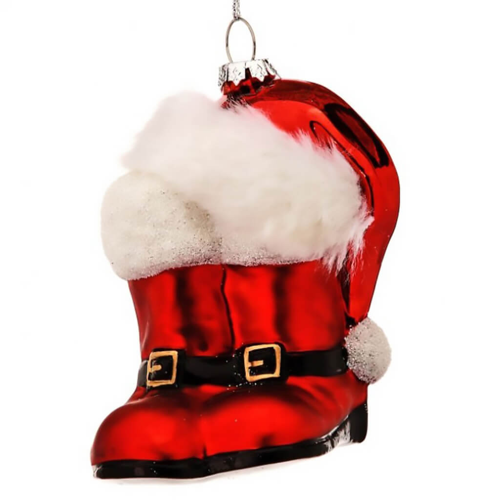 Santa Boots and Hat Hanging Ornament 4in