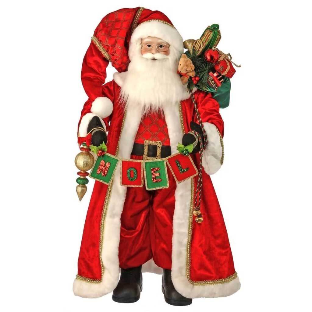 Fabric/Resin Noel Standing Santa, 36in