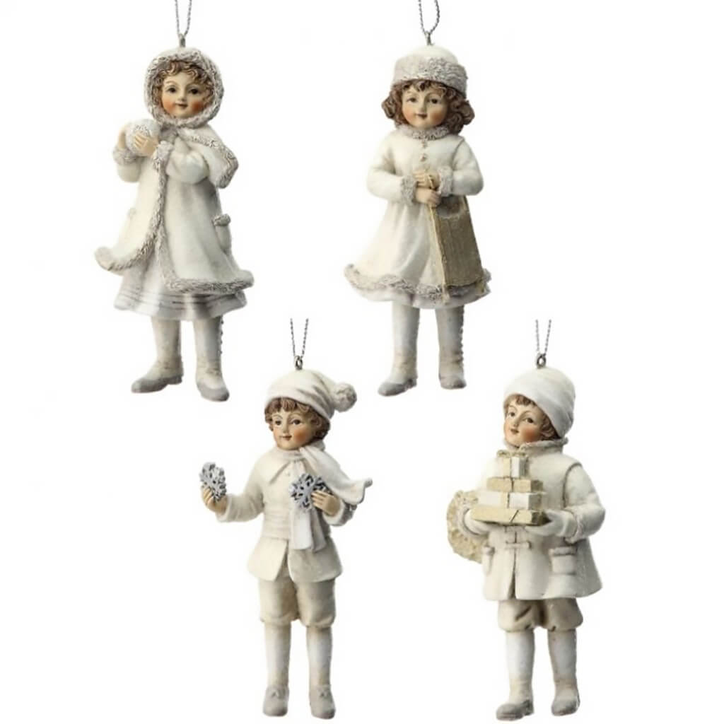 White Victorian Children Figurine Ornament Set of 4