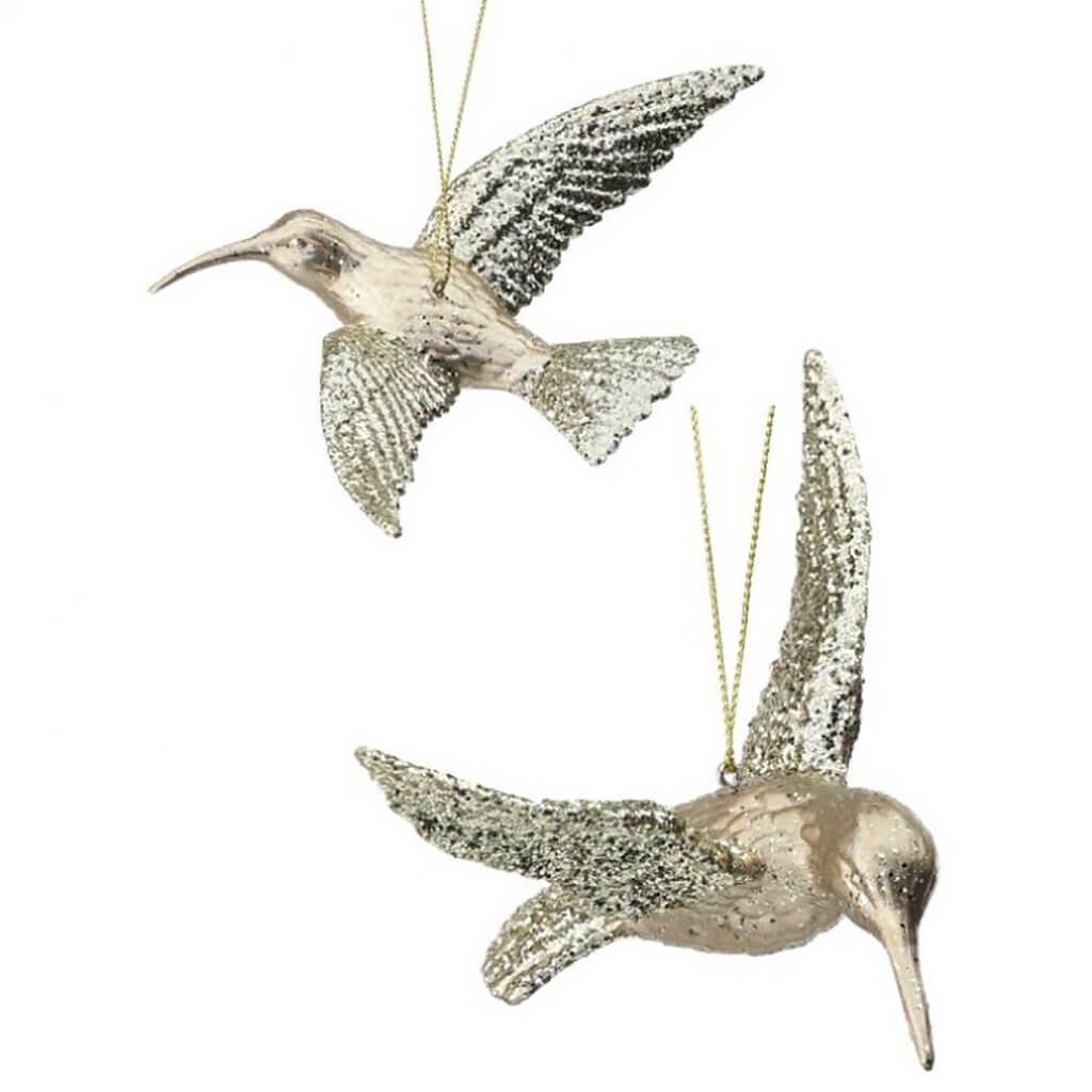 Glitter Plastic Hummingbird Ornament 2 Assorted 6in