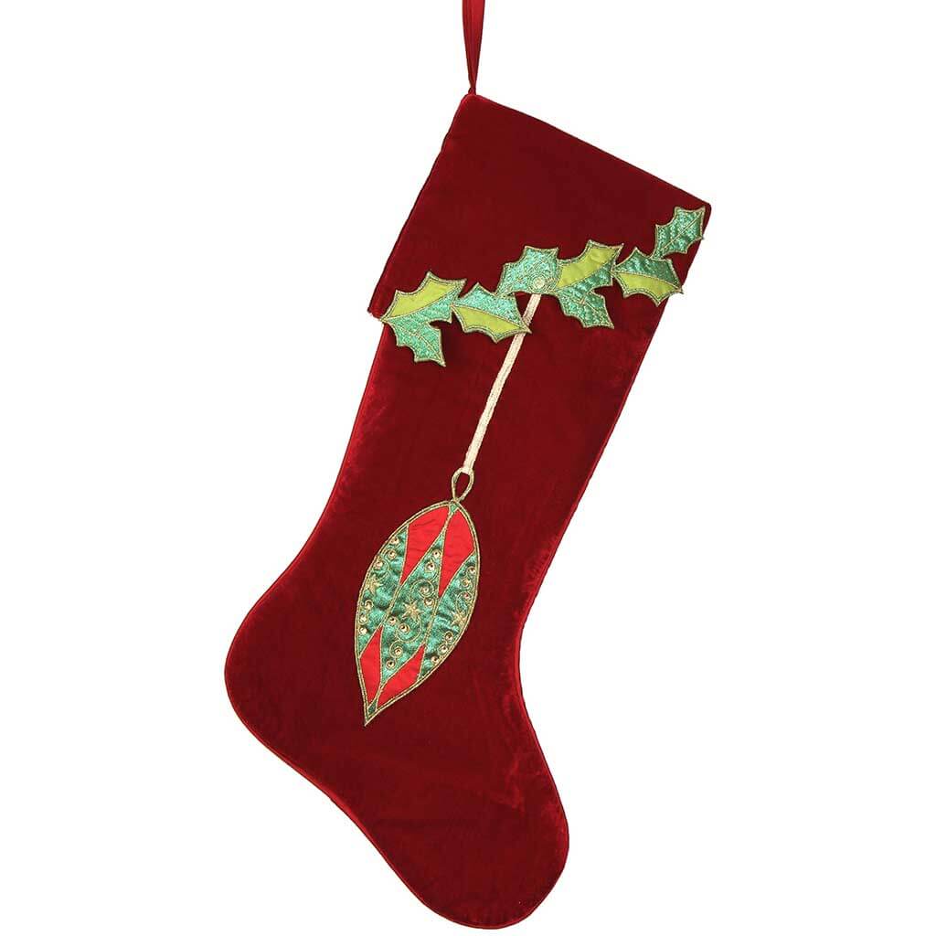 Velvet Hanging Ornaments Stocking, 25in