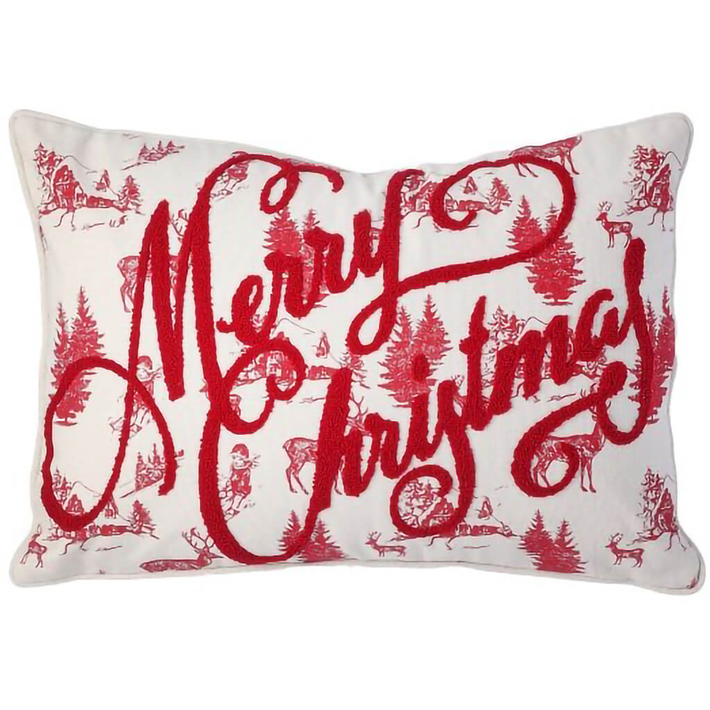 Merry Christmas Reindeer Pillow, 14in x 20in