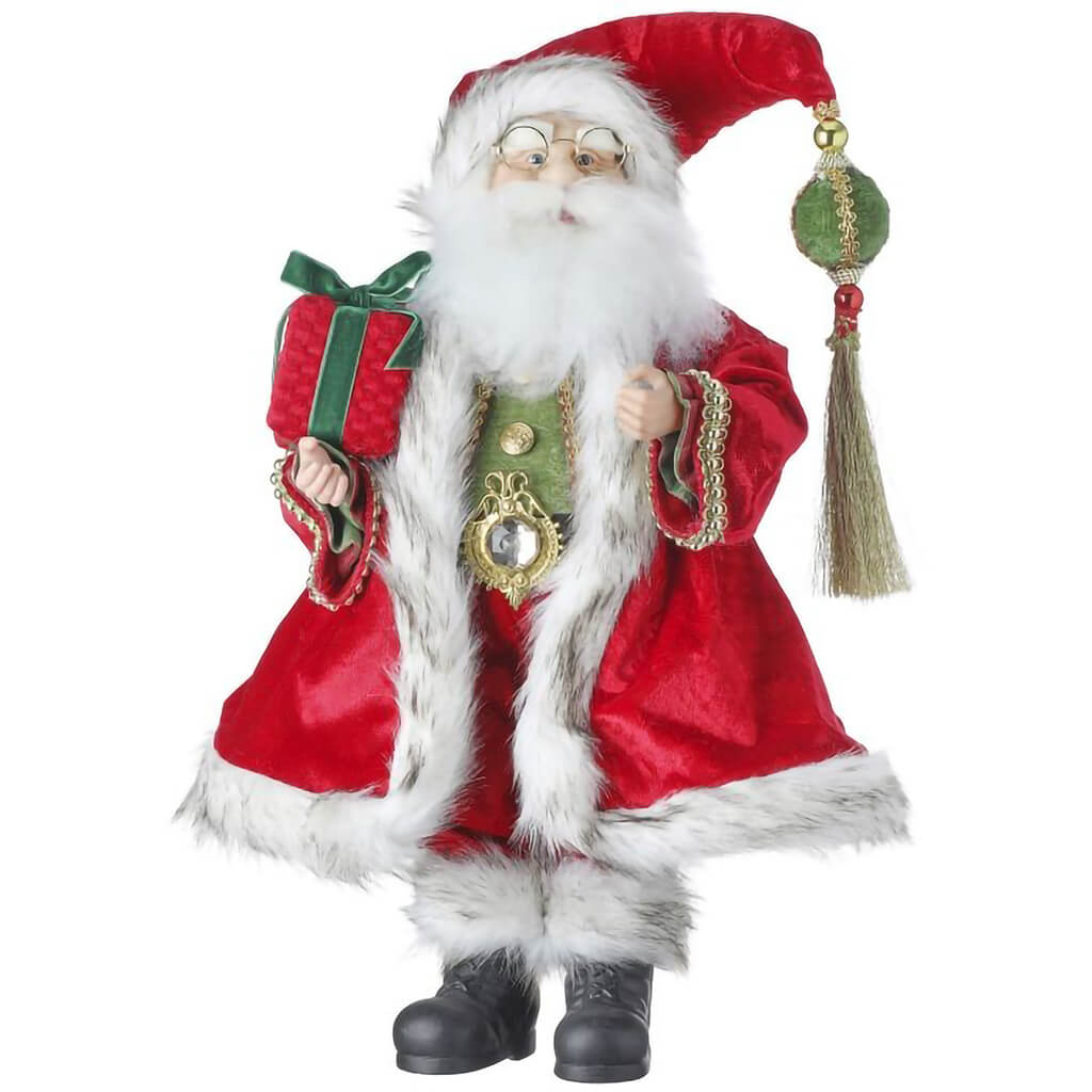 Standing Santa with Tassel Hat &amp; Gift, 18in