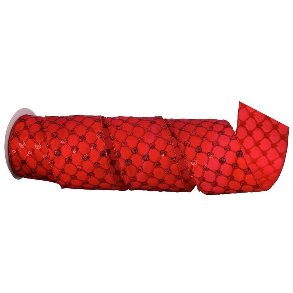 Sequin Check Velvet Ribbon 4in x 10Yd