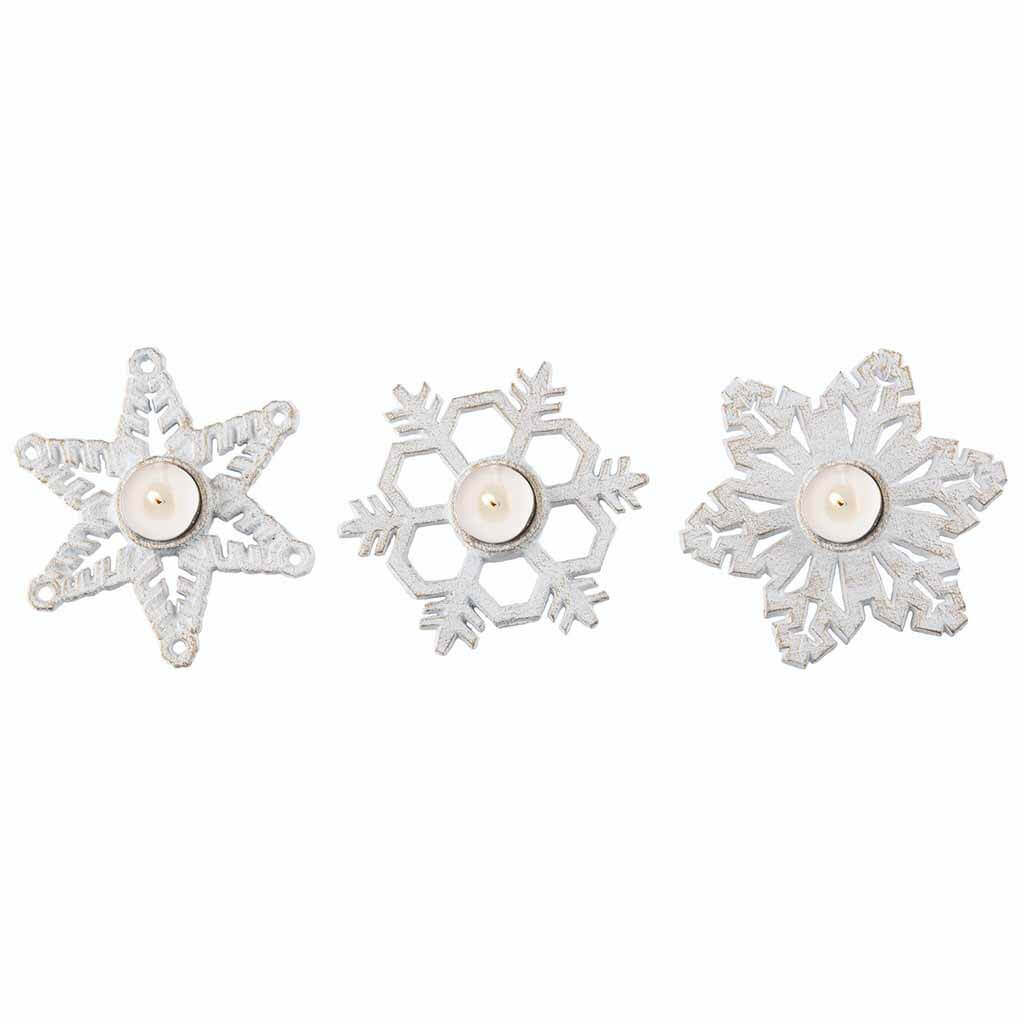 Cast Iron Snowflake Candle Holder 3 Assorted