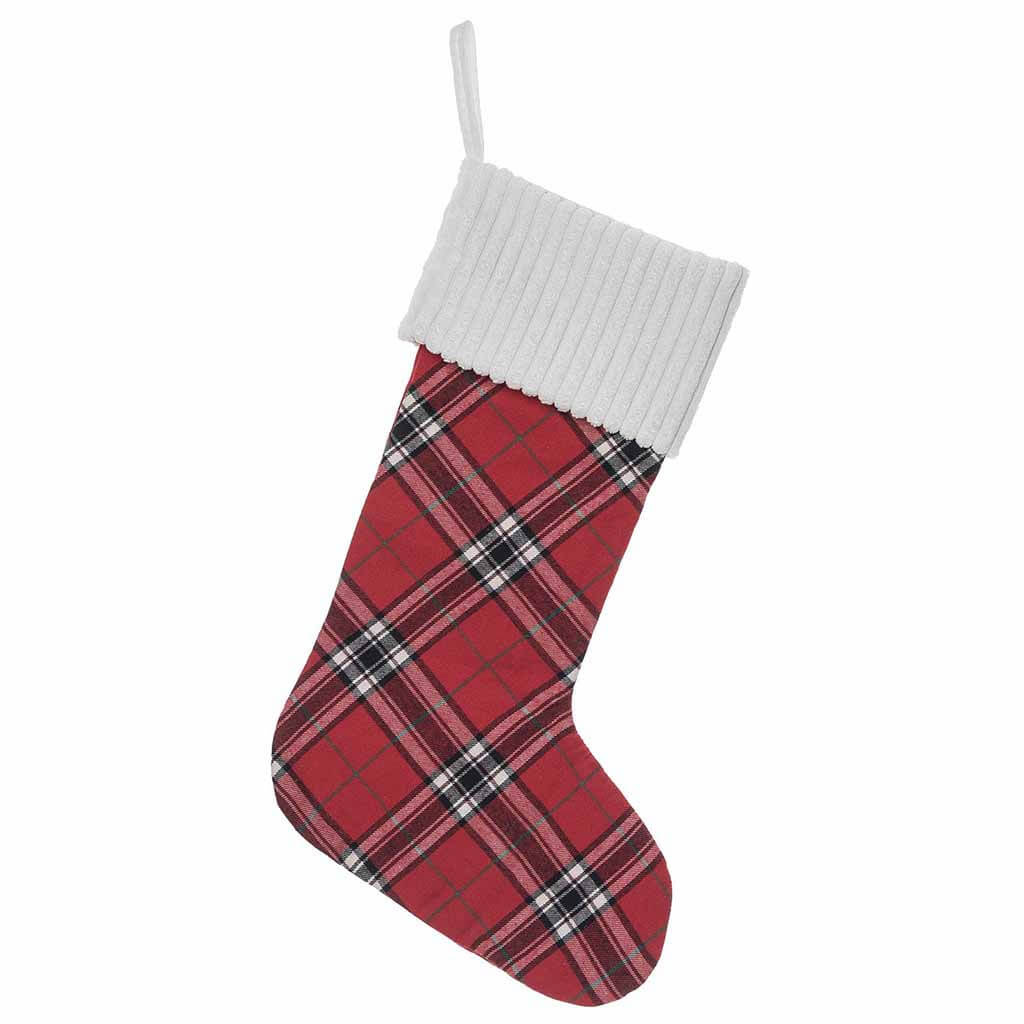 Fabric Plaid Stocking Green