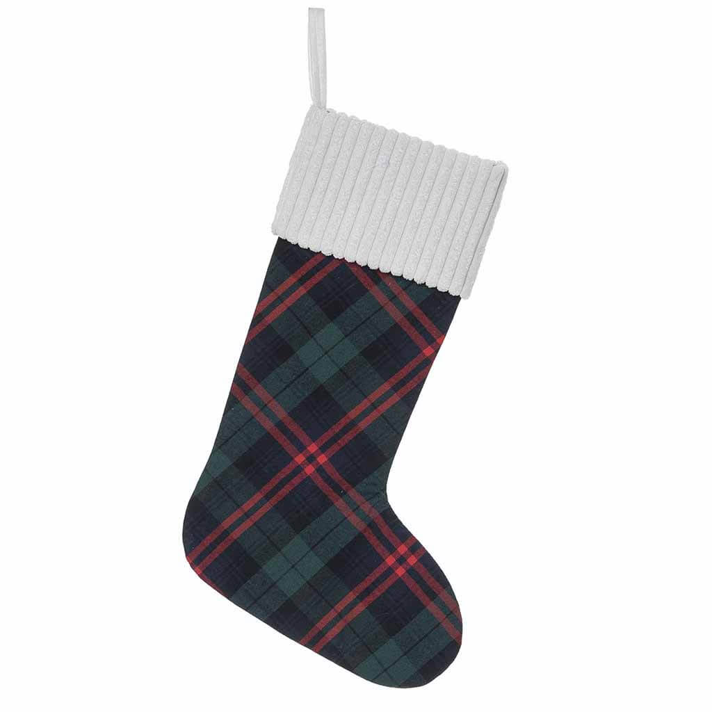 Fabric Plaid Stocking Green