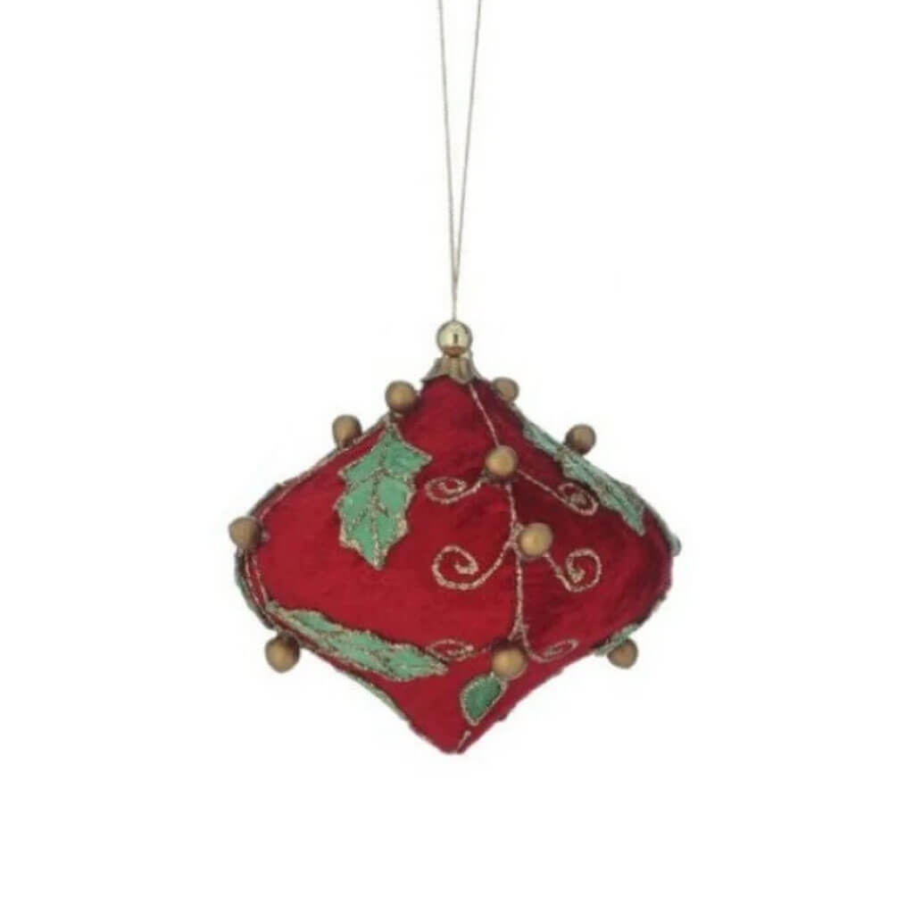 Holly Ornament Velvet Onion Red/Green/Gold