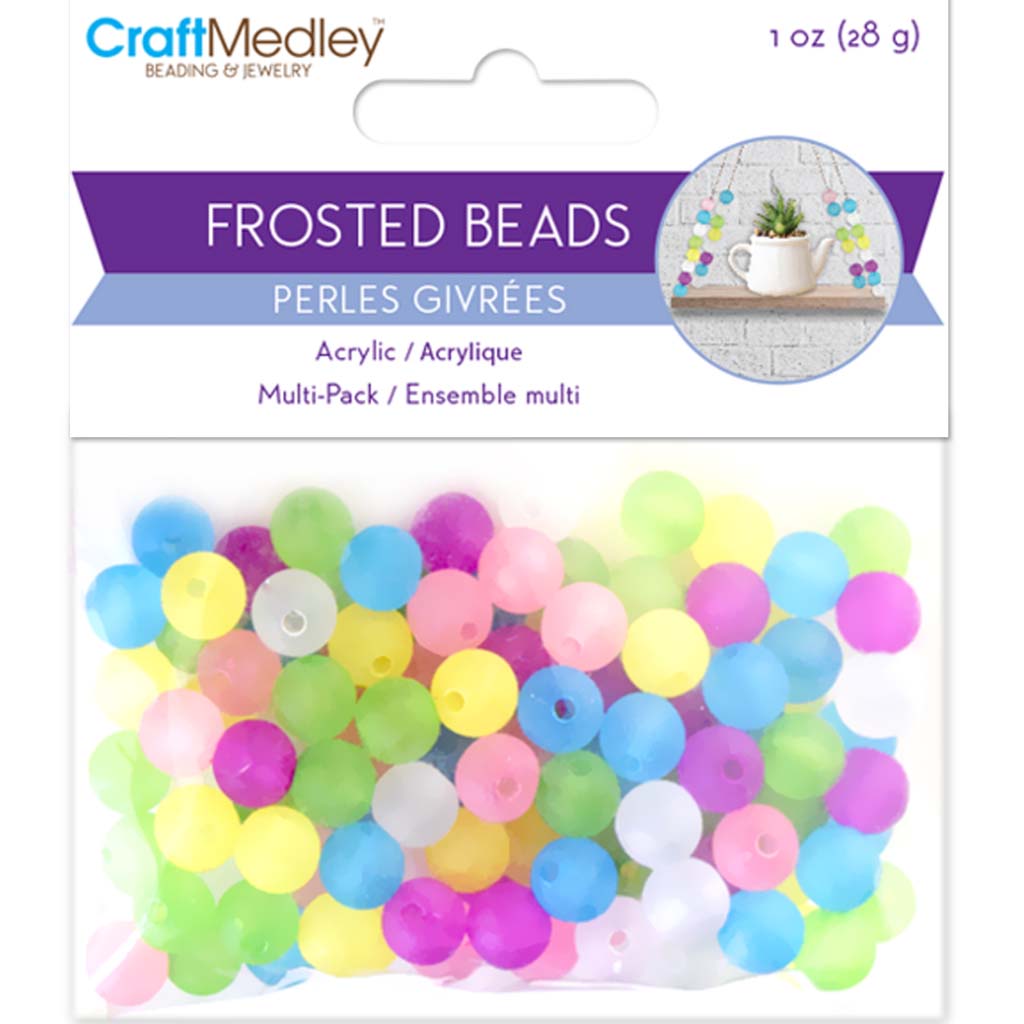 Acrylic Beads: Multi-Packs, A- Round Frosted, 28g, 8mm