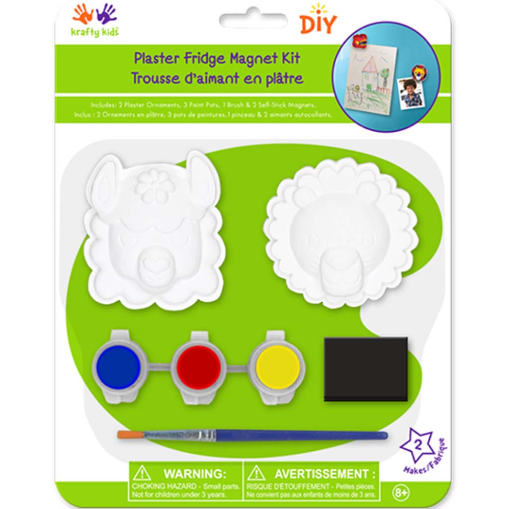 Krafty Kids Kit: Paint-It Plaster Ornament Fridge Magnet Kit 2ct w/3 Paint-Animals