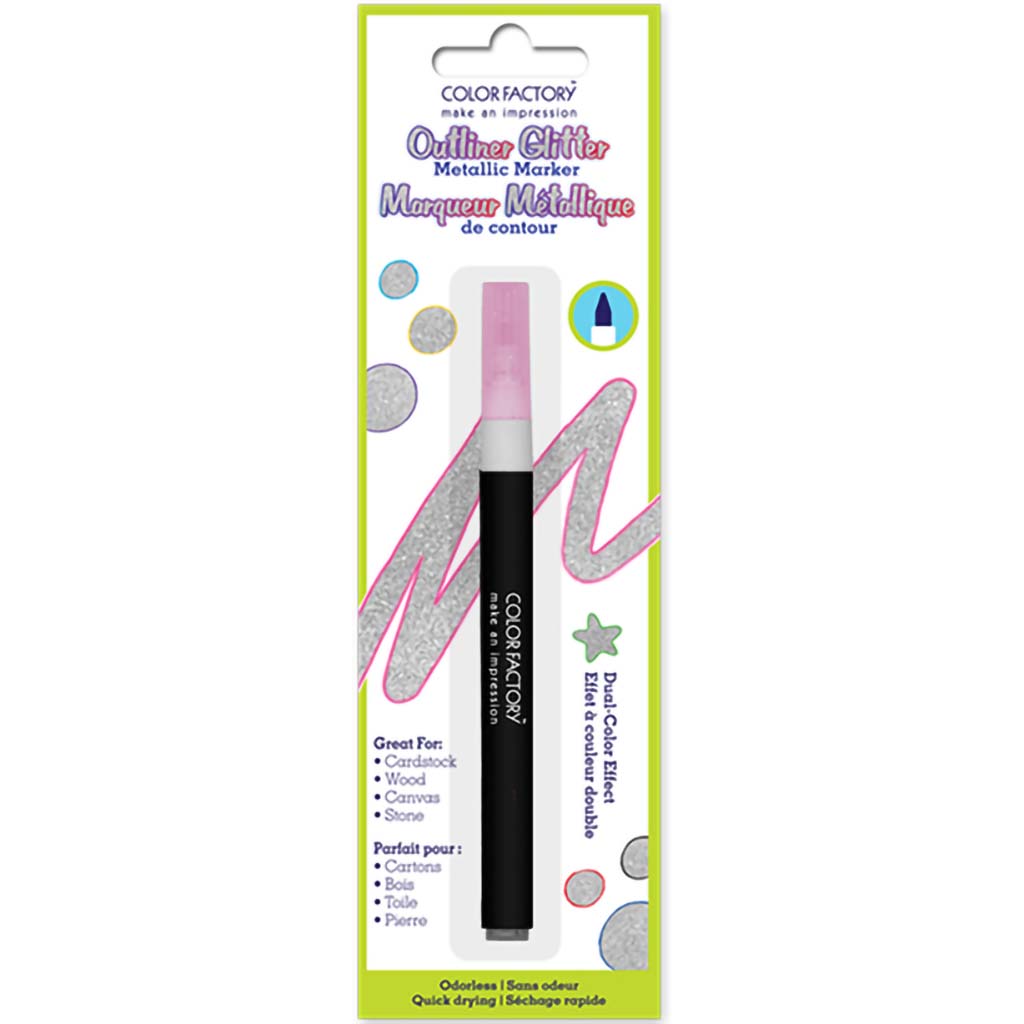 Color Factory: Outliner Glitter Metallic Marker Permanent 1.8g-Pink