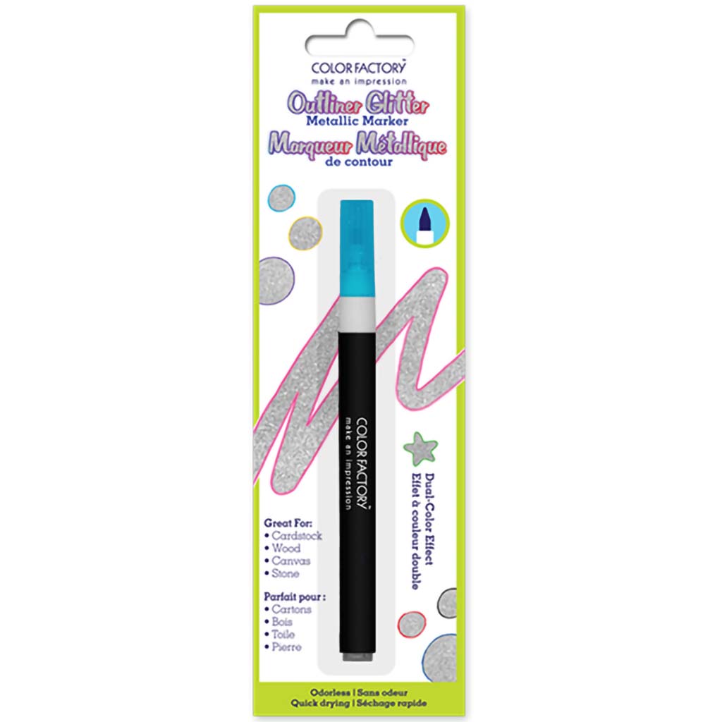 Color Factory: Outliner Glitter Metallic Marker Permanent 1.8g-Aqua Blue