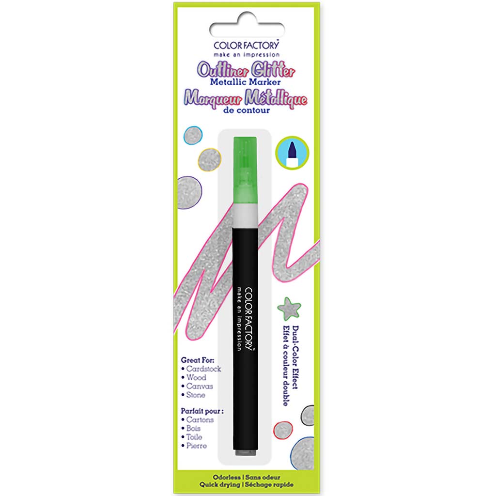 Color Factory: Outliner Glitter Metallic Marker Permanent 1.8g-Green