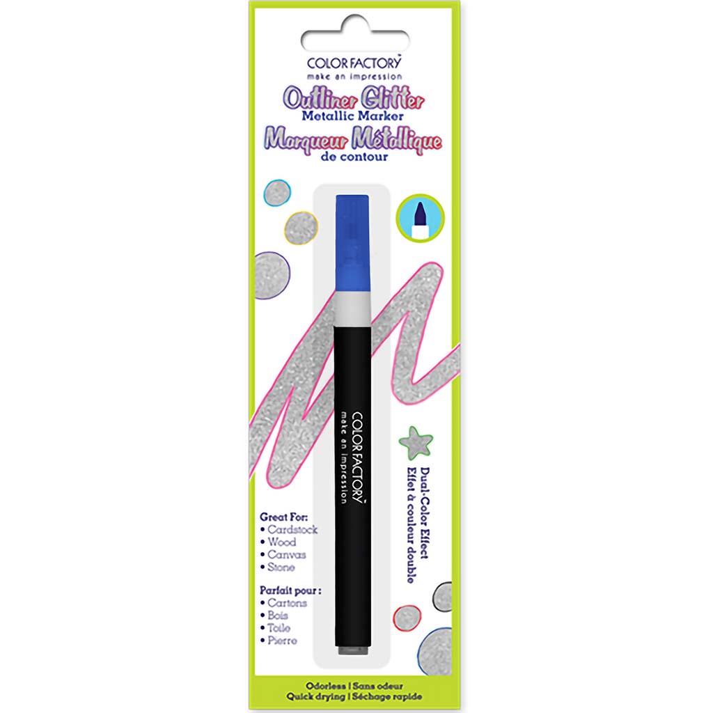 Color Factory: Outliner Glitter Metallic Marker Permanent 1.8g-Blue