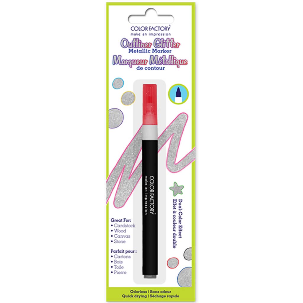 Color Factory: Outliner Glitter Metallic Marker Permanent,1.8g-Red