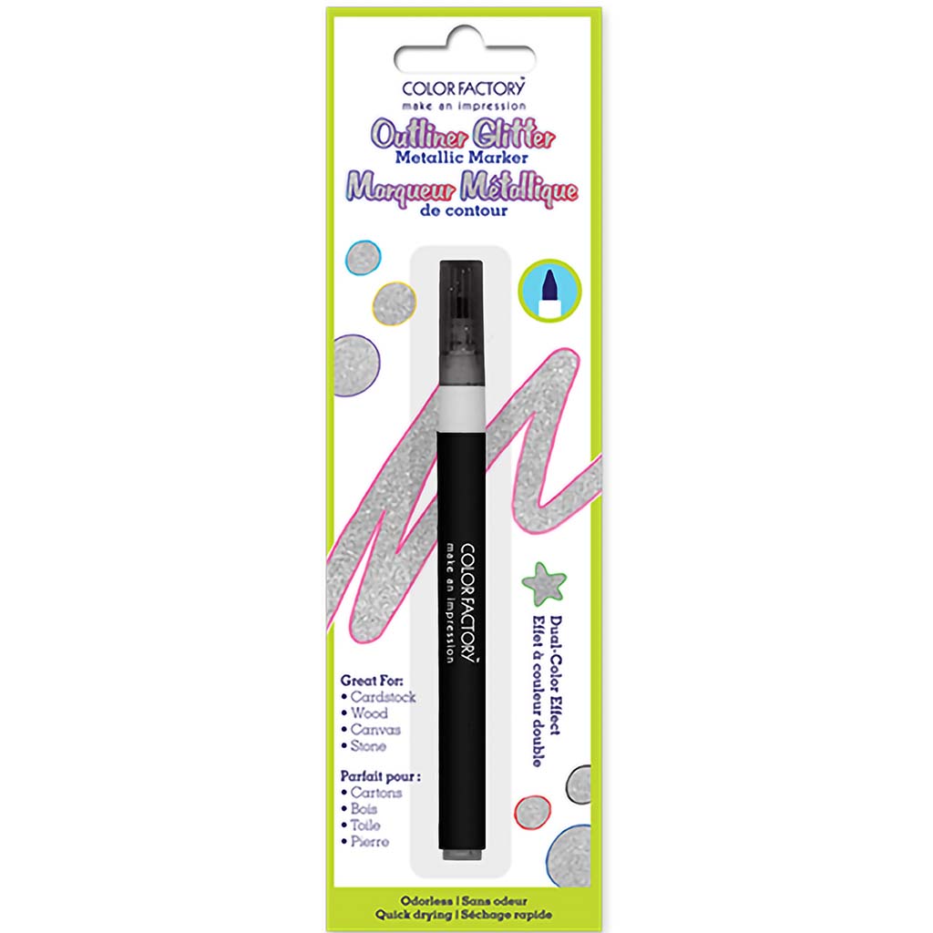 Color Factory: Outliner Glitter Metallic Marker Permanent 1.8g-Black