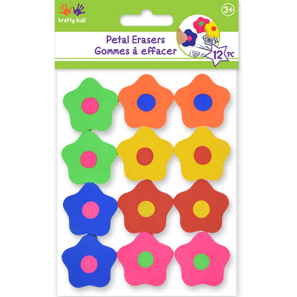 Krafty Kids: Petal Erasers  Asst Colors- 1.13in x 0.35in, 12ct