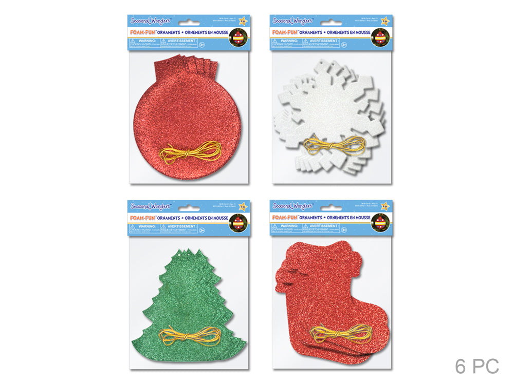 Glitter Foam-Fun Orns with Gold Cord Christmas, Tree