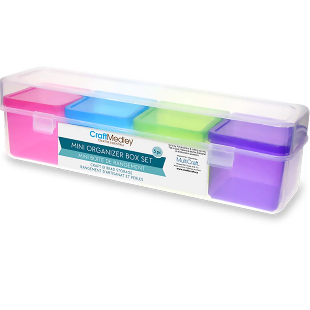 Craft Storage: Mini Organizer Box Set 4pc in Lrg Box 24x6x5.2cm- - Creative  Minds