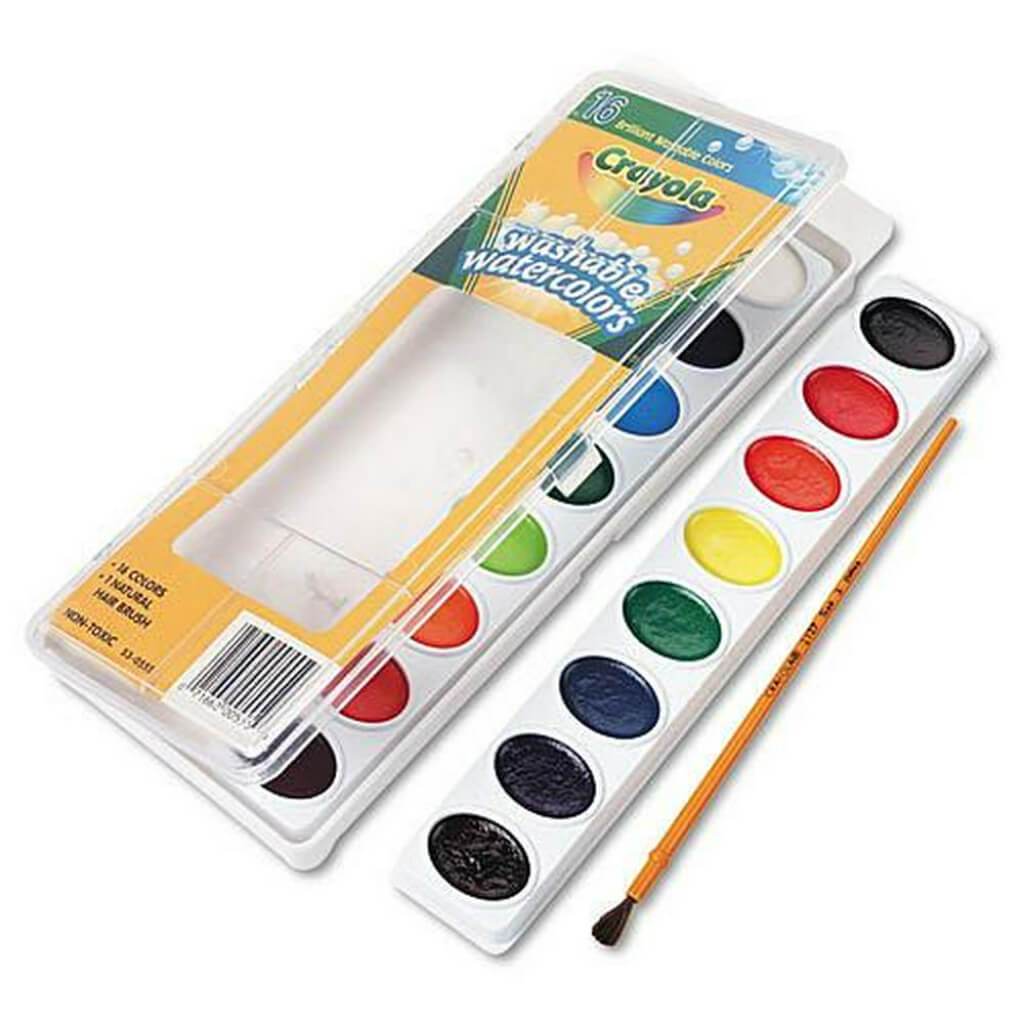 Crayola Washable Watercolors 16 Count with a Brush